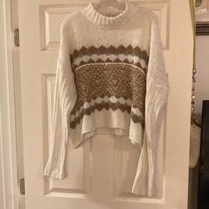 Knox Rose White and Brown Turtleneck Sweater
